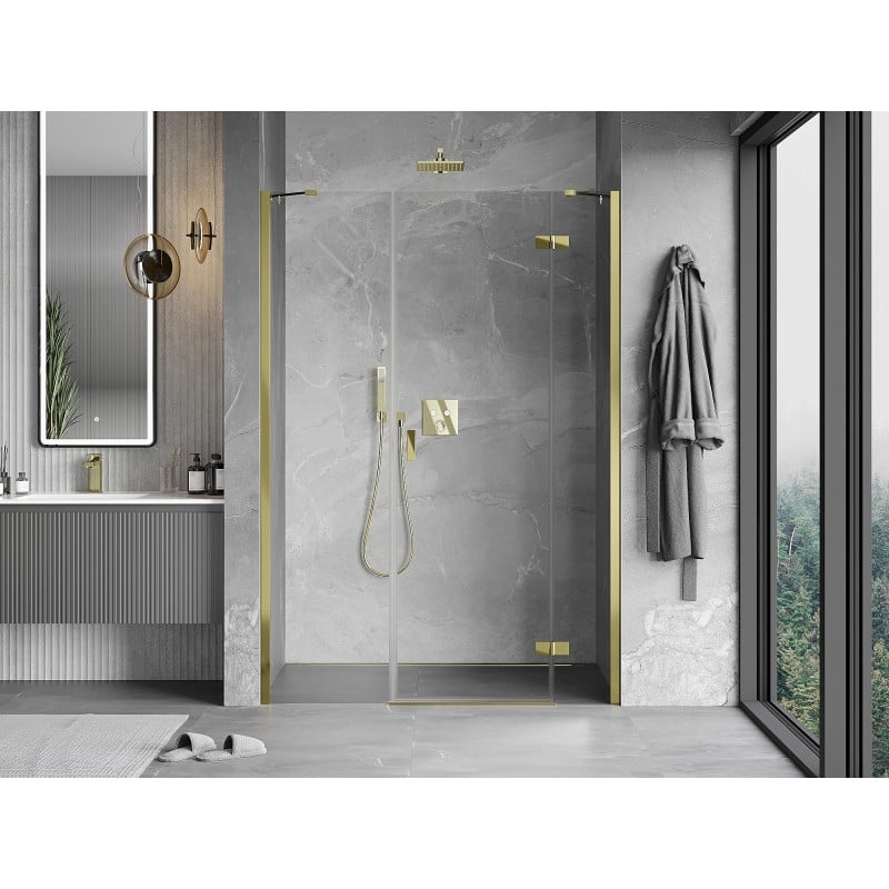 Mexen Mist-H Dusch-Schwingtüren rechts 140 cm, transparent, gold - 8A5-140-001-50-00-P