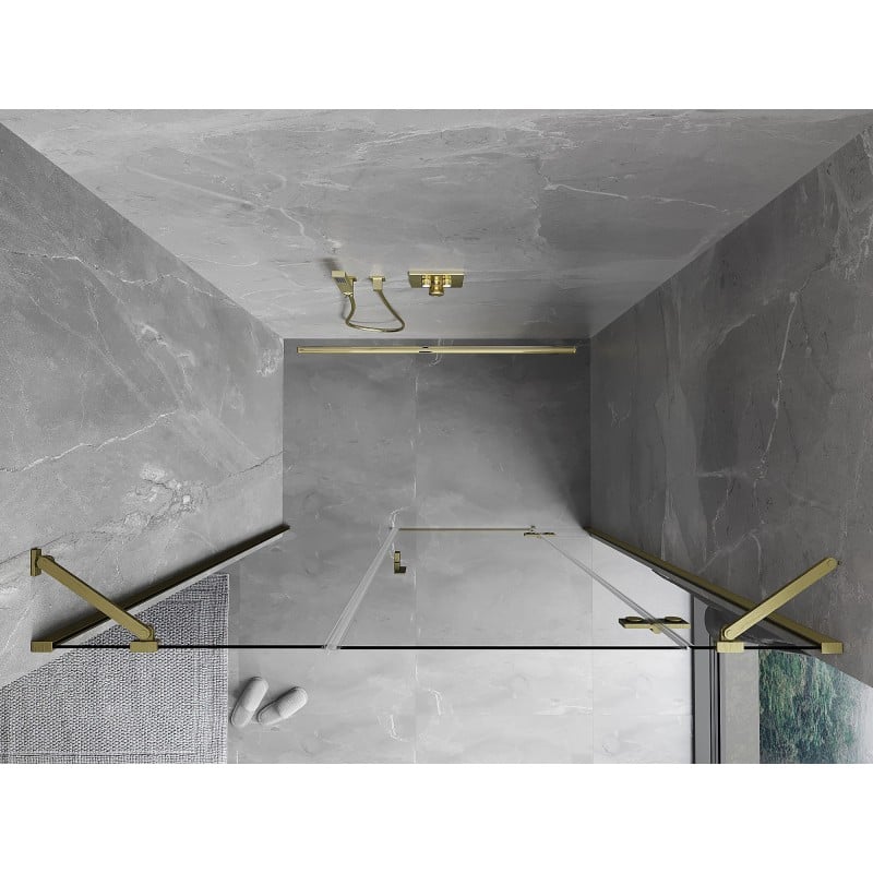 Mexen Mist-H Duschtür, rechts öffnend, 140 cm, transparent, gebürstet gold - 8A5-140-001-55-00-P