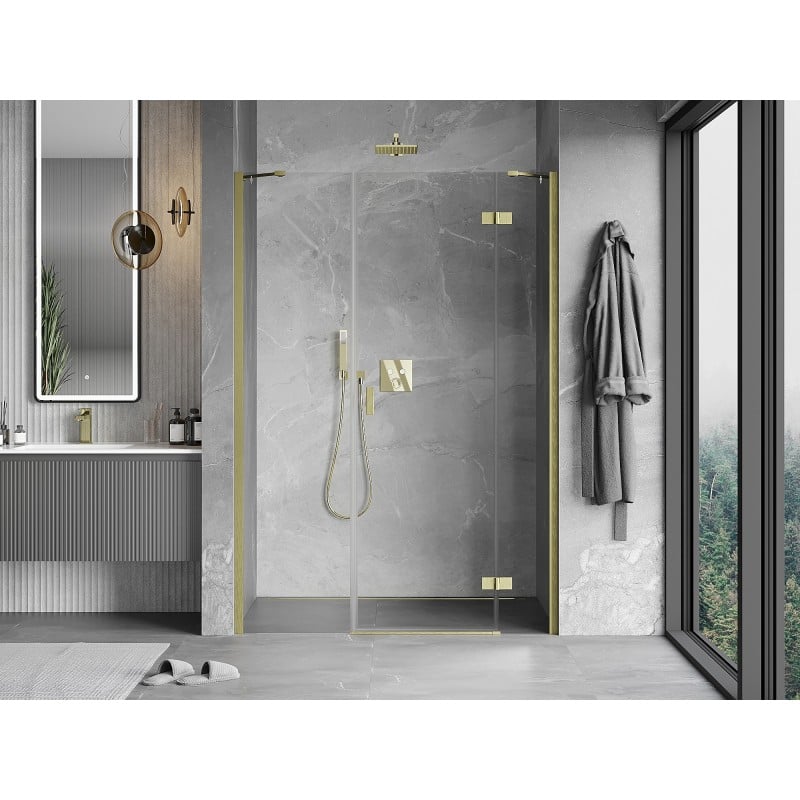 Mexen Mist-H Duschflügeltür rechts 155 cm, transparent, gold gebürstet - 8A5-155-001-55-00-P