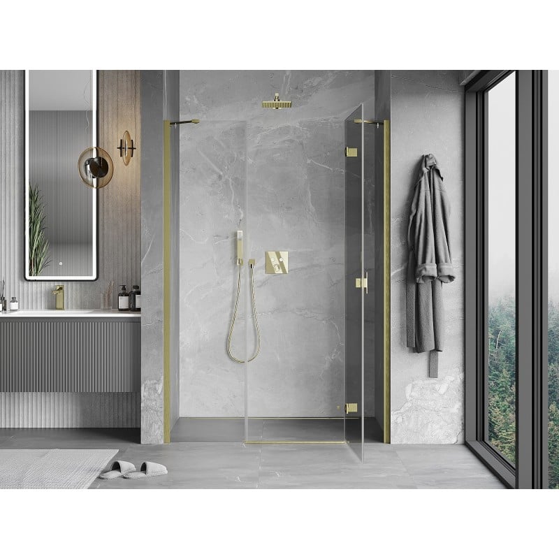 Mexen Mist-H Duschdrehtür rechts 160 cm, transparent, gebürstetes Gold - 8A5-160-001-55-00-P