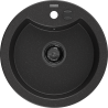 Mexen Diego granitspüle mit 1 Becken 488 x 480 mm, schwarz/silber metallik, schwarzer Siphon - 6512481000-73-B