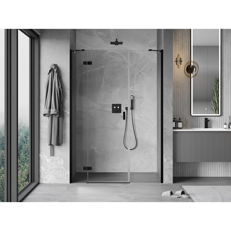 Mexen Mist-H Dusche Schwenktür links 135 cm, transparent, schwarz - 8A5-135-001-70-00-L