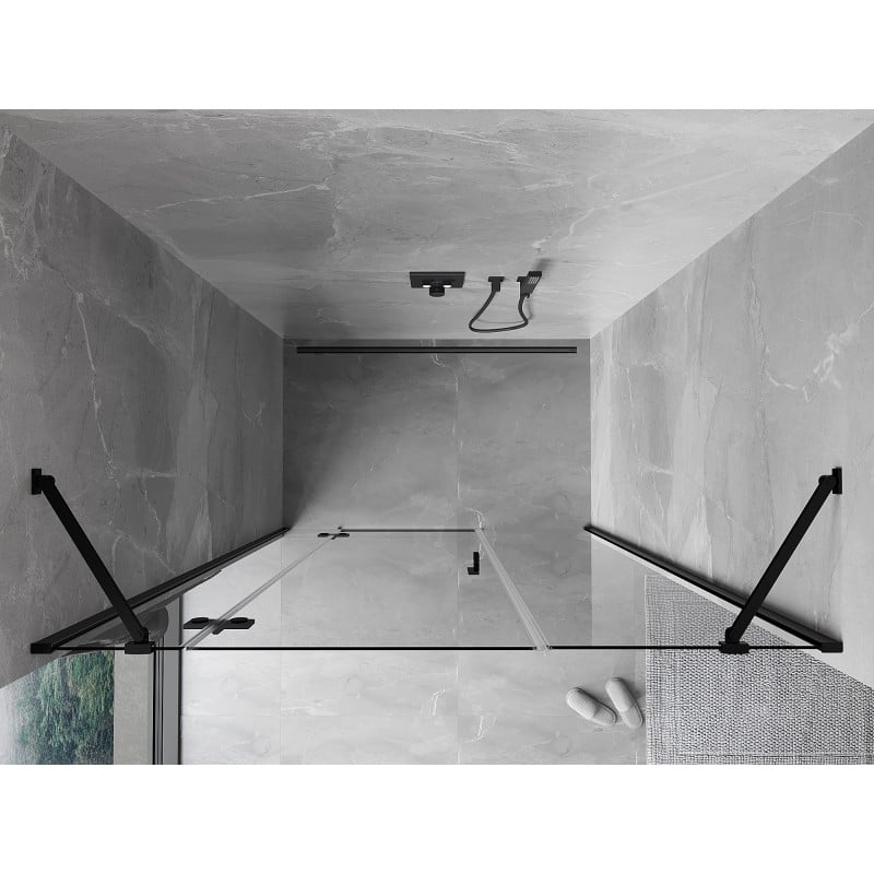 Mexen Mist-H links öffnende Duschtür 145 cm, transparent, schwarz - 8A5-145-001-70-00-L
