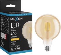 Mexen Vintis LED-Filamentlampe E27, G125, 4W, Warm - 2200K, 400 lm, Amber - L158-E27-0422-50