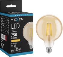Mexen Vintis LED-Filament-Glühbirne E27, G125, 8W, Warm - 2200K, 750 lm, bernsteinfarben - L158-E27-0822-50