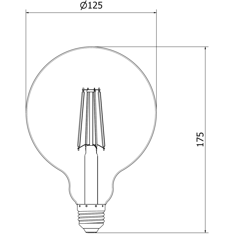 Mexen Vintis LED-Filament-Glühbirne E27, G125, 8W, Warm - 2200K, 750 lm, bernsteinfarben - L158-E27-0822-50