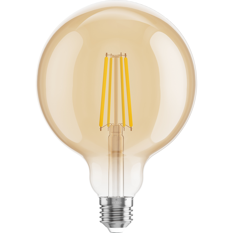 Mexen Vintis LED-Filament-Glühbirne E27, G125, 8W, Warm - 2200K, 750 lm, bernsteinfarben - L158-E27-0822-50