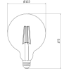 Mexen Vintis LED-Filament-Lampe E27, G125, 8W, Warm - 2700K, 1055 lm, klar - L158-E27-0827-00