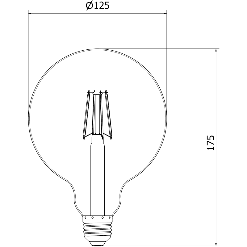 Mexen Vintis LED-Filament-Glühbirne E27, G125, 6W, Neutral - 4000K, 720 lm, klar - L158-E27-0640-00