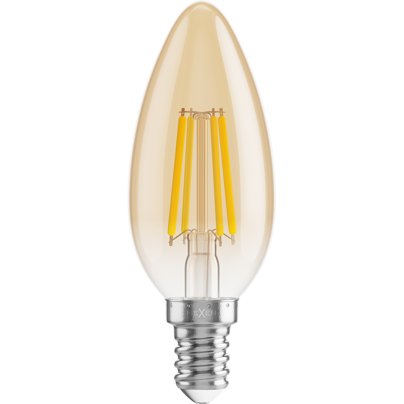Mexen Vintis LED-Filament-Glühbirne E14, C35, 6W, Warm - 2200K, 600 lm, amber - L154-E14-0622-50