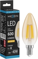 Mexen Vintis LED-Filament-Glühbirne E14, C35, 6W, Warm - 2200K, 600 lm, amber - L154-E14-0622-50