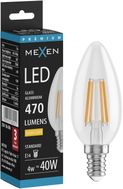 Mexen Vintis LED-Filamentlampe E14, C35, 4W, Warm - 2700K, 470 lm, klar - L154-E14-0427-00