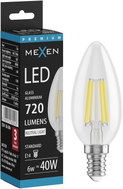 Mexen Vintis LED-Filament-Glühbirne E14, C35, 6W, Neutral - 4000K, 720 lm, klar - L154-E14-0640-00