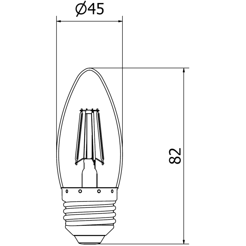 Mexen Vintis LED-Filamentlampe E27, C35, 6W, Warm - 2700K, 720 lm, klar - L154-E27-0627-00