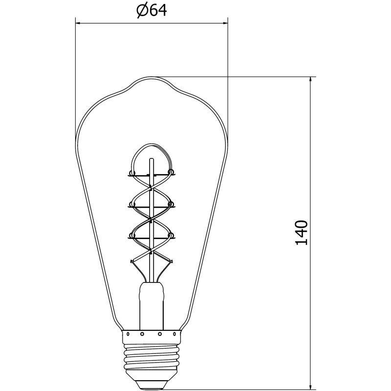 Mexen Vintis LED-Glühbirne Filament Spirale E27, ST64, 4W, Warm - 2200K, 360 lm, bernstein - L162-E27-0422-50