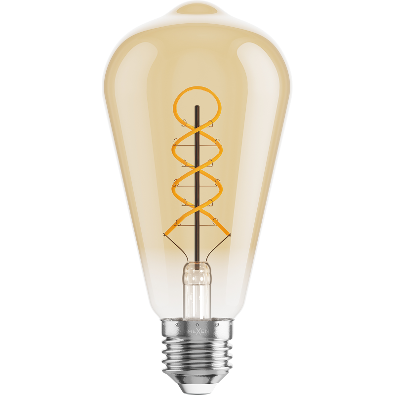 Mexen Vintis LED-Filament-Glühbirne Spirale E27, ST64, 6W, Warm - 2200K, 530 lm, Amber - L162-E27-0622-50