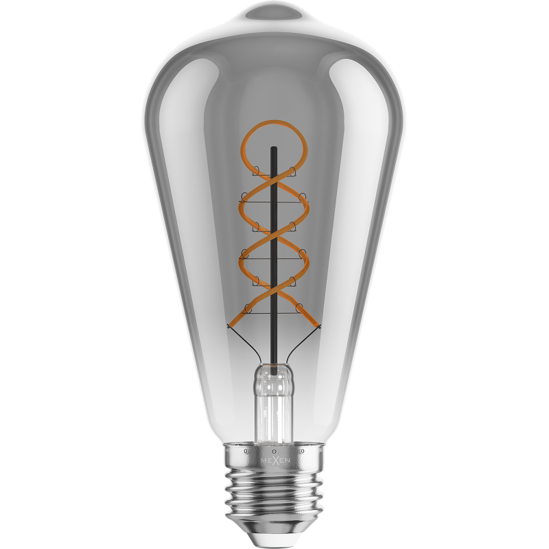 Mexen Vintis LED-Filament-Spirale Glühbirne E27, ST64, 6W, Warm - 2200K, 350 lm, rauchgrau - L162-E27-0622-70