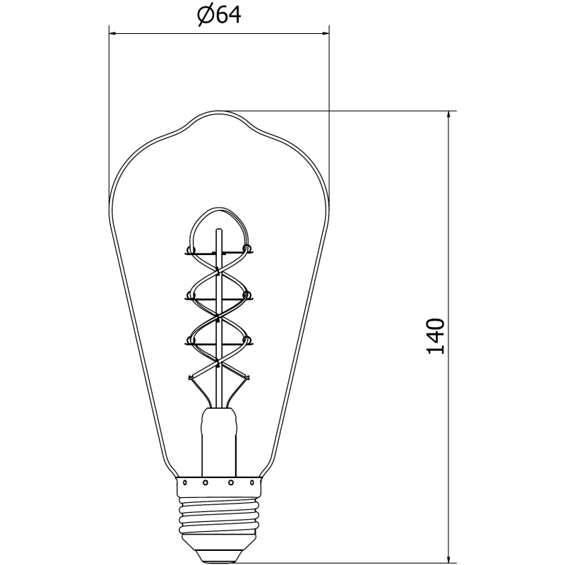 Mexen Vintis LED-Glühbirne Filament Spirale E27, ST64, 6W, Warm - 2700K, 530 lm, Amber - L162-E27-0627-50