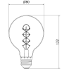 Mexen Vintis LED-Filament-Glühbirne Spirale E27, G80, 2W, Warm - 2200K, 100 lm, Rauch - L165-E27-0222-70