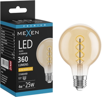 Mexen Vintis LED-Filament-Spirale Glühbirne E27, G80, 4W, Warm - 2200K, 360 lm, bernstein - L165-E27-0422-50
