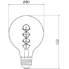 Mexen Vintis LED-Glühbirne Spirale Filament E27, G80, 4W, Warm - 2200K, 220 lm, rauchig - L165-E27-0422-70