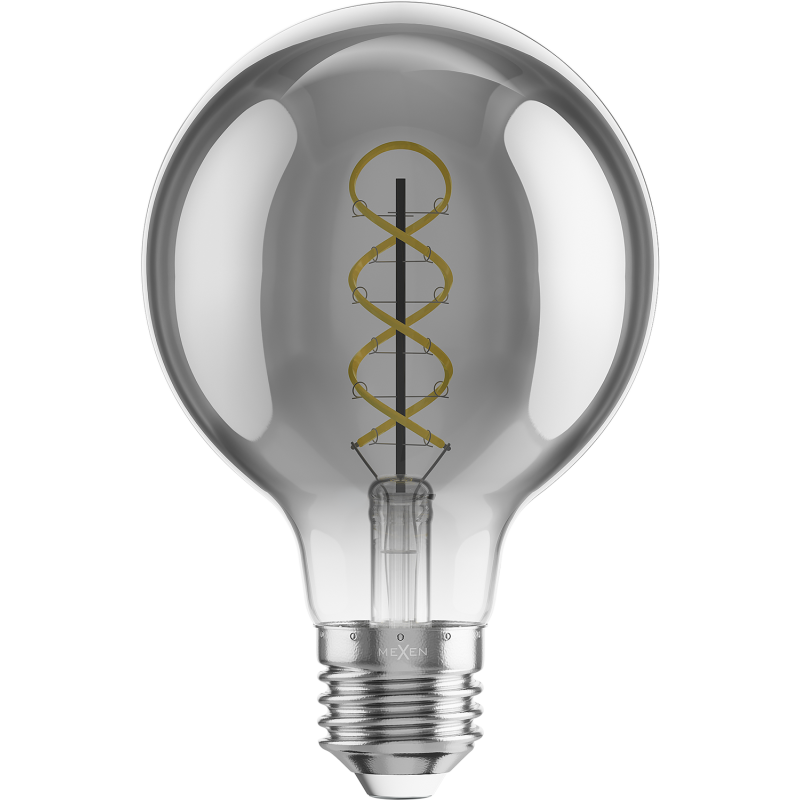 Mexen Vintis LED-Glühbirne Spirale Filament E27, G80, 4W, Warm - 2200K, 220 lm, rauchig - L165-E27-0422-70