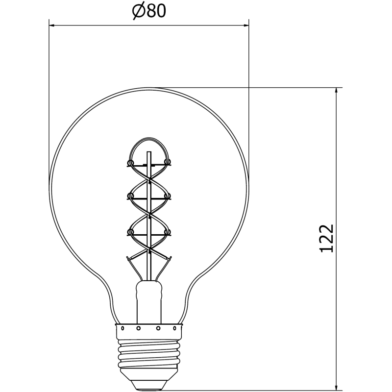Mexen Vintis LED-Filament-Spirale Glühbirne E27, G80, 6W, Warm - 2200K, 530 lm, amber - L165-E27-0622-50