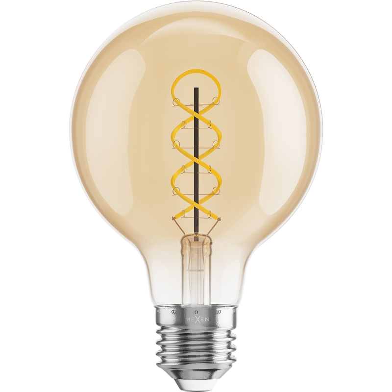 Mexen Vintis LED-Filament-Spirale Glühbirne E27, G80, 6W, Warm - 2200K, 530 lm, amber - L165-E27-0622-50