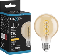 Mexen Vintis LED-Filament-Spirale Glühbirne E27, G80, 6W, Warm - 2200K, 530 lm, amber - L165-E27-0622-50