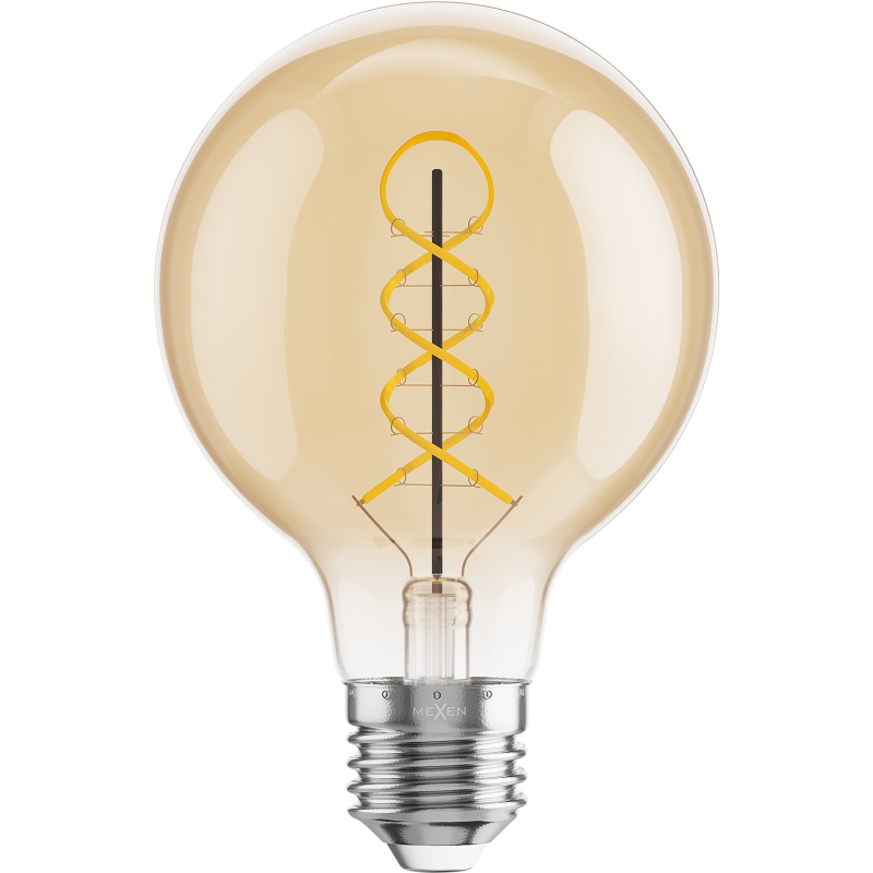 Mexen Vintis LED-Glühbirne Spirale Filament E27, G80, 8W, Warm - 2200K, 600 lm, amber - L165-E27-0822-50
