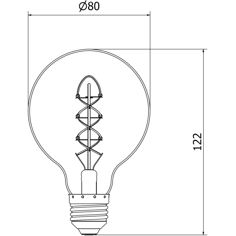 Mexen Vintis LED-Glühbirne Spirale Filament E27, G80, 8W, Warm - 2200K, 600 lm, amber - L165-E27-0822-50