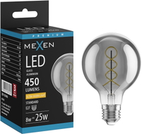 Mexen Vintis LED-Glühlampe Filament Spirale E27, G80, 8W, Warm - 2200K, 450 lm, Rauch - L165-E27-0822-70
