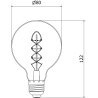 Mexen Vintis LED-Glühlampe Filament Spirale E27, G80, 8W, Warm - 2200K, 450 lm, Rauch - L165-E27-0822-70