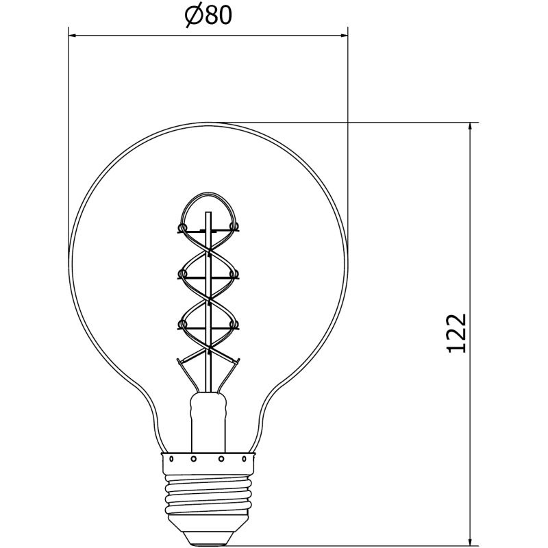 Mexen Vintis Filament-Glühbirne Spirale LED E27, G80, 4W, Warm - 2700K, 360 lm, Amber - L165-E27-0427-50