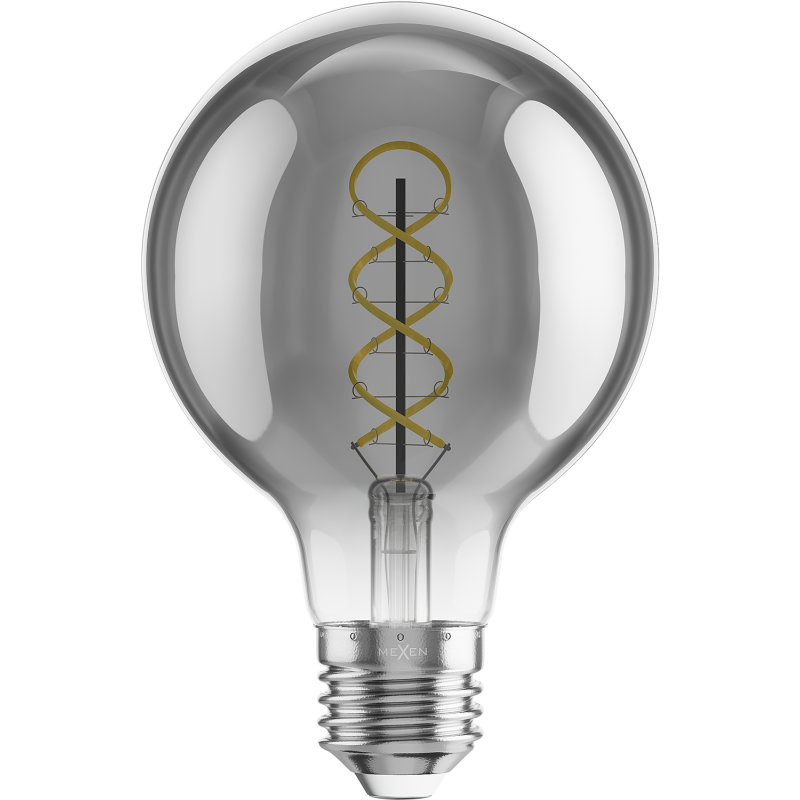 Mexen Vintis LED-Filament-Spirale Glühbirne E27, G80, 4W, Warm - 2700K, 220 lm, Smoke - L165-E27-0427-70
