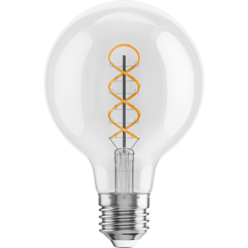 Mexen Vintis LED-Filament-Spirale Glühbirne E27, G80, 6W, Warm - 2700K, 630 lm, klar - L165-E27-0627-00