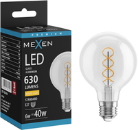 Mexen Vintis LED-Filament-Spirale Glühbirne E27, G80, 6W, Warm - 2700K, 630 lm, klar - L165-E27-0627-00