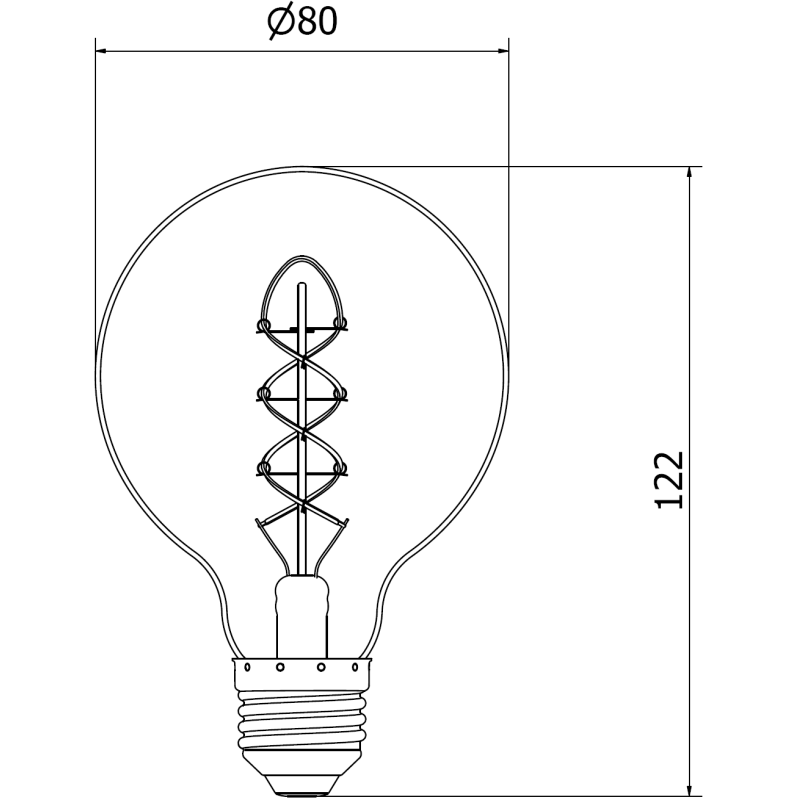 Mexen Vintis LED-Filament-Glühbirne Spirale E27, G80, 8W, Warm - 2700K, 650 lm, bernstein - L165-E27-0827-50