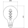 Mexen Vintis LED-Filament-Glühlampe Spirale E27, G80, 8W, Warm - 2700K, 510 lm, Rauch - L165-E27-0827-70