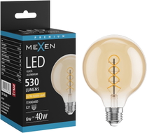 Mexen Vintis LED-Filament-Spirale Glühbirne E27, G95, 6W, Warm - 2200K, 530 lm, amber - L167-E27-0622-50