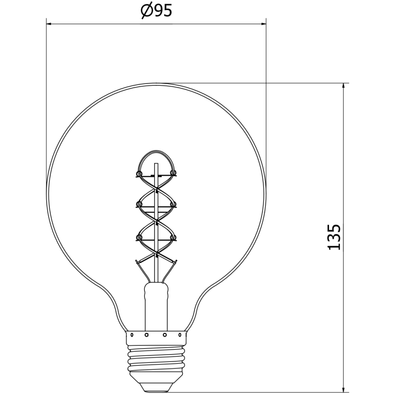 Mexen Vintis LED-Filament-Spirale Glühbirne E27, G95, 6W, Warm - 2200K, 530 lm, amber - L167-E27-0622-50