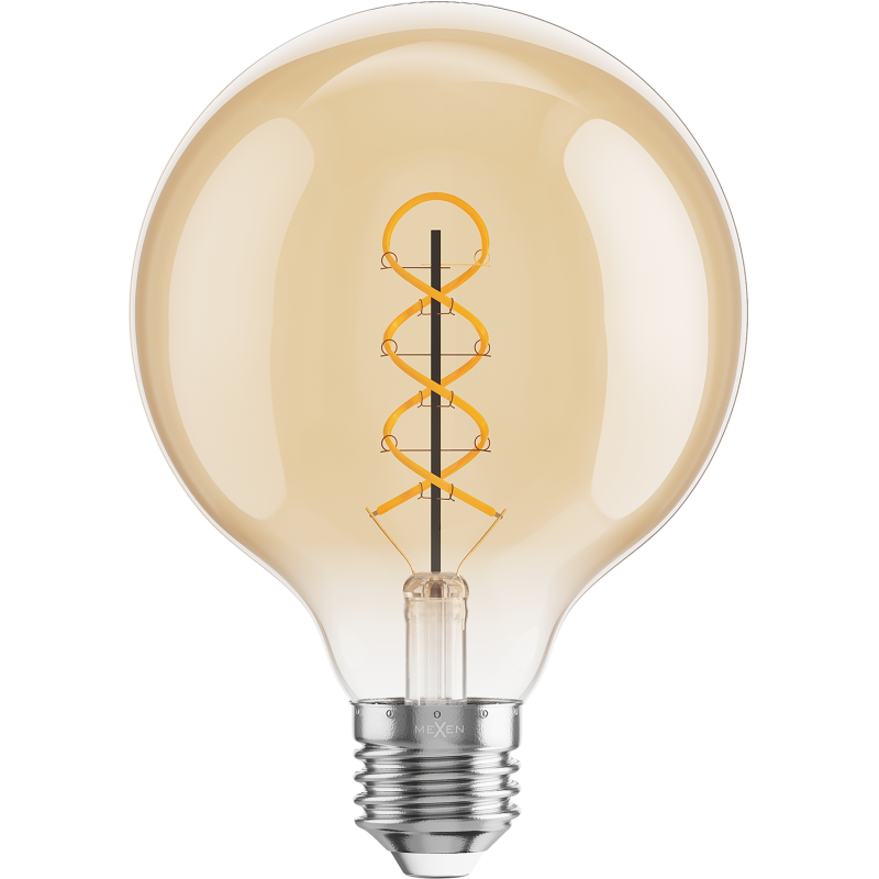 Mexen Vintis LED-Filament-Spirale Glühbirne E27, G95, 6W, Warm - 2200K, 530 lm, amber - L167-E27-0622-50