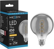 Mexen Vintis LED-Glühbirne Filament Spiral E27, G95, 8W, Warm - 2200K, 450 lm, Rauch - L167-E27-0822-70