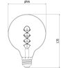 Mexen Vintis LED-Filament-Glühbirne Spirale E27, G95, 6W, Warm - 2700K, 530 lm, amber - L167-E27-0627-50
