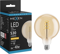 Mexen Vintis LED-Filament-Glühbirne Spirale E27, G125, 6W, Warm - 2200K, 530 lm, Amber - L168-E27-0622-50