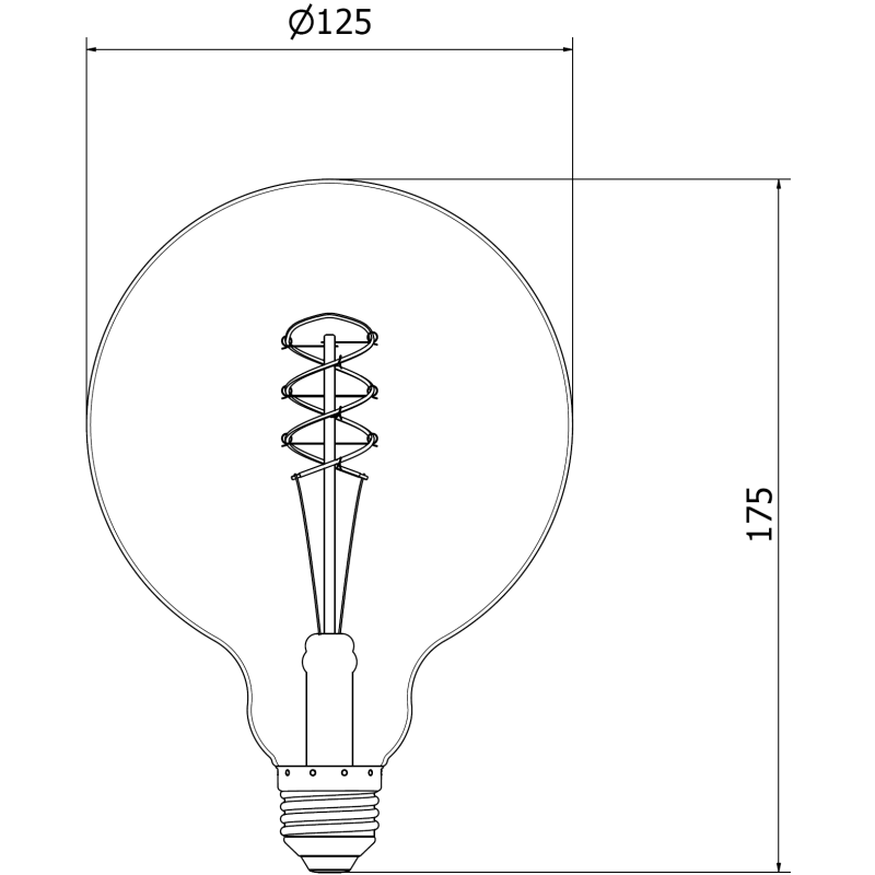 Mexen Vintis LED-Filament-Glühbirne Spirale E27, G125, 6W, Warm - 2200K, 530 lm, Amber - L168-E27-0622-50