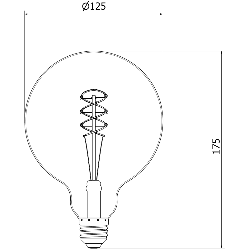 Mexen Vintis LED-Filament-Glühbirne Spirale E27, G125, 8W, Warm - 2200K, 600 lm, amber - L168-E27-0822-50