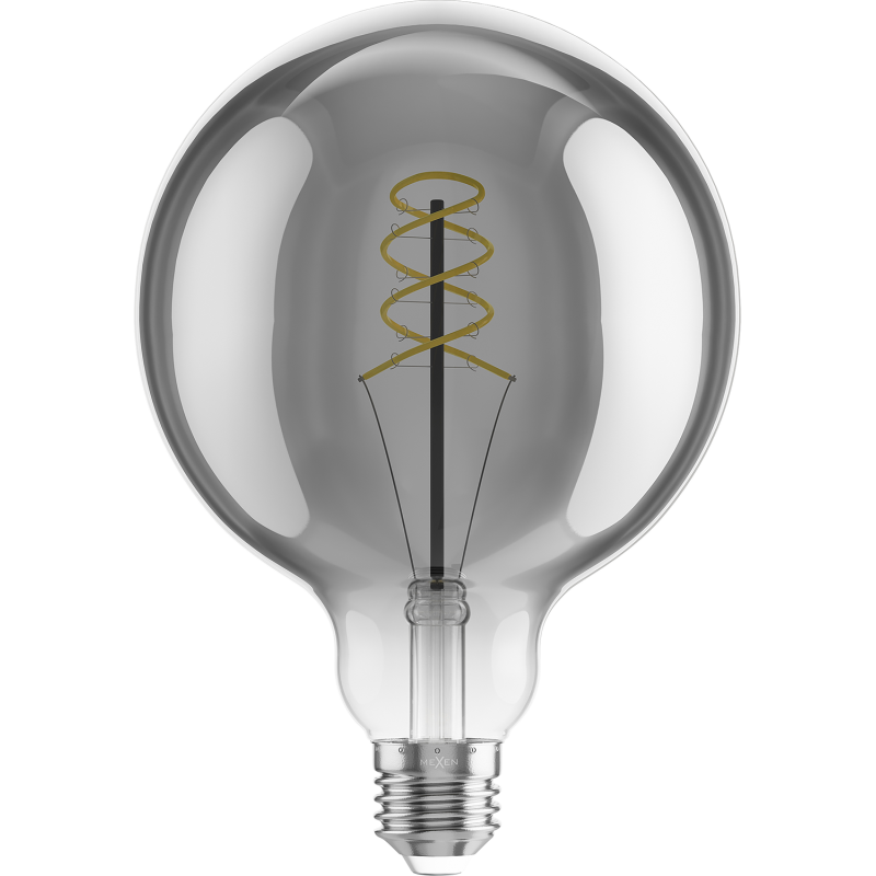 Mexen Vintis LED-Filament-Glühbirne Spiralform E27, G125, 8W, Warm - 2200K, 450 lm, Rauchglas - L168-E27-0822-70