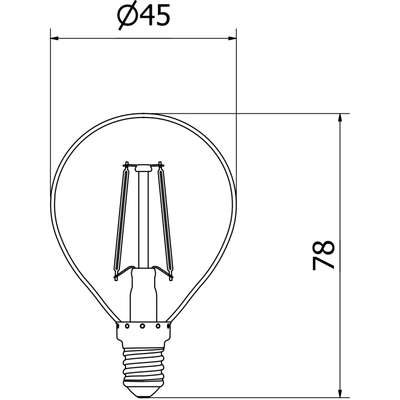 Mexen Vintis LED-Filament-Lampe E14, G45, 2W, Warm - 2700K, 240 lm, klar - L156-E14-0227-00