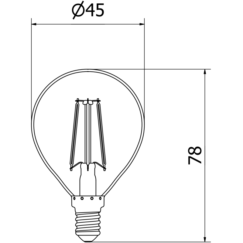 Mexen Vintis LED-Filamentlampe E14, G45, 4W, Warm - 2700K, 470 lm, klar - L156-E14-0427-00